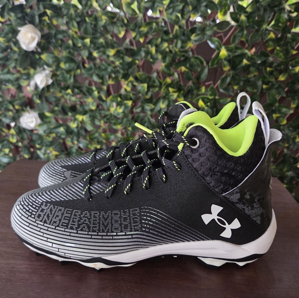 Under Armour UA Hammer MC 2.0 Football Cleats Black White Yellow US Men Size 8.5